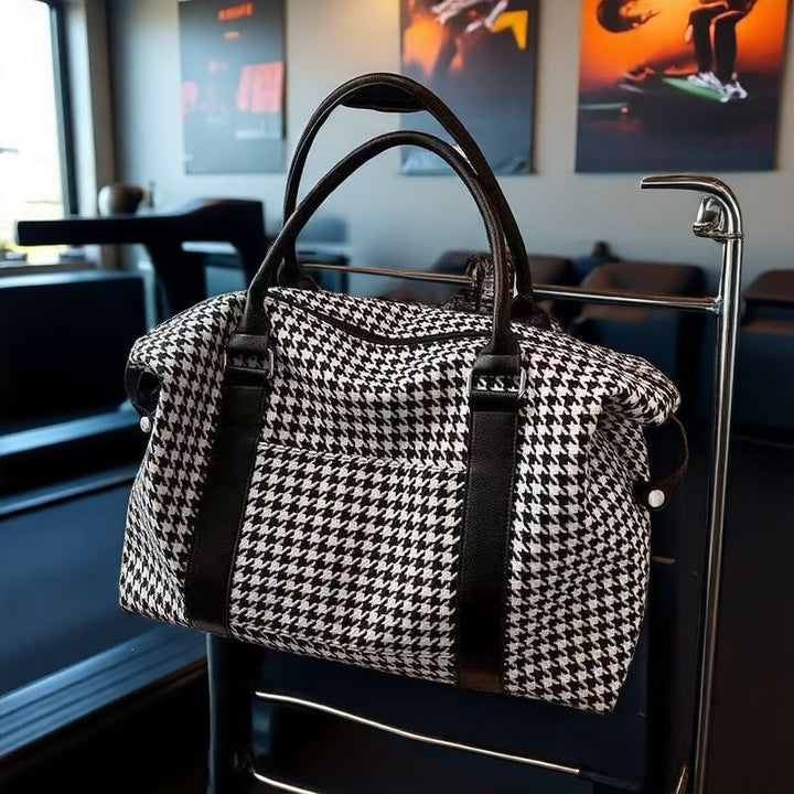 Spacious Tote Bag With Stylish Houndstooth Pattern Kalsten