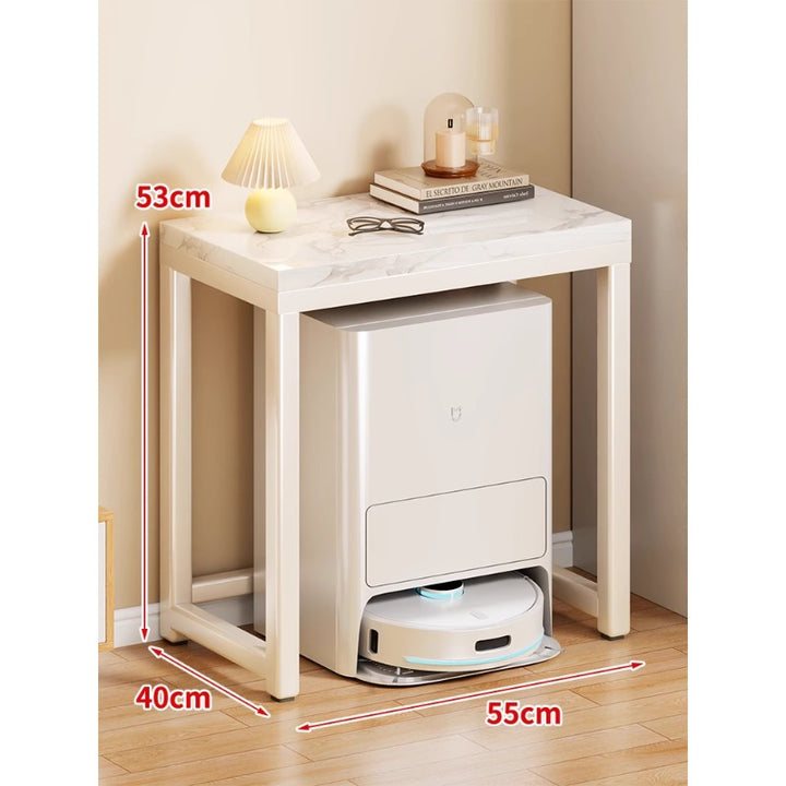 Marble Top Gold Metal Console Stand for Robot Vacuum Dock and Entryway Organizer