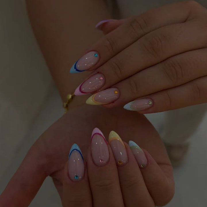 Nail extension set with elegant gradient and 3D accents Kalsten
