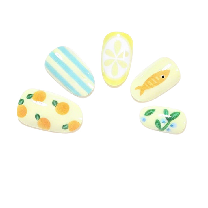 Whimsical Fruit and Fish-Themed Nail Art Set Kalsten