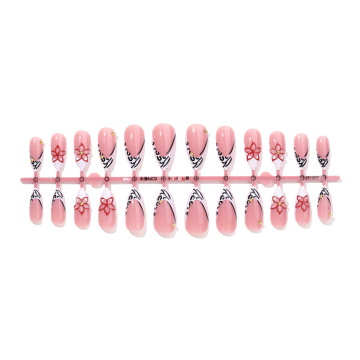 Artificial nail set with elegant ribbon and flower embellishments Kalsten