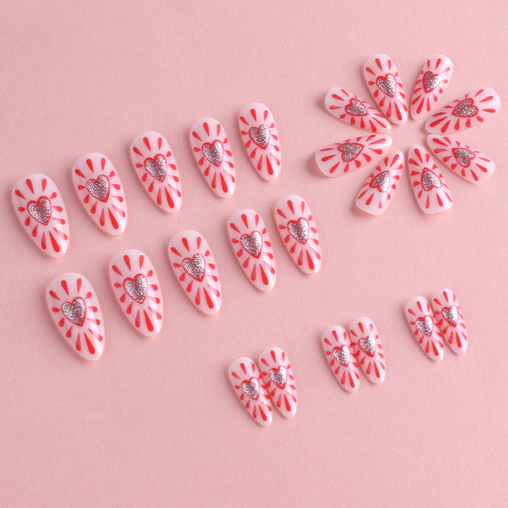 Decorative Heart-Themed Press-On Nails Kalsten