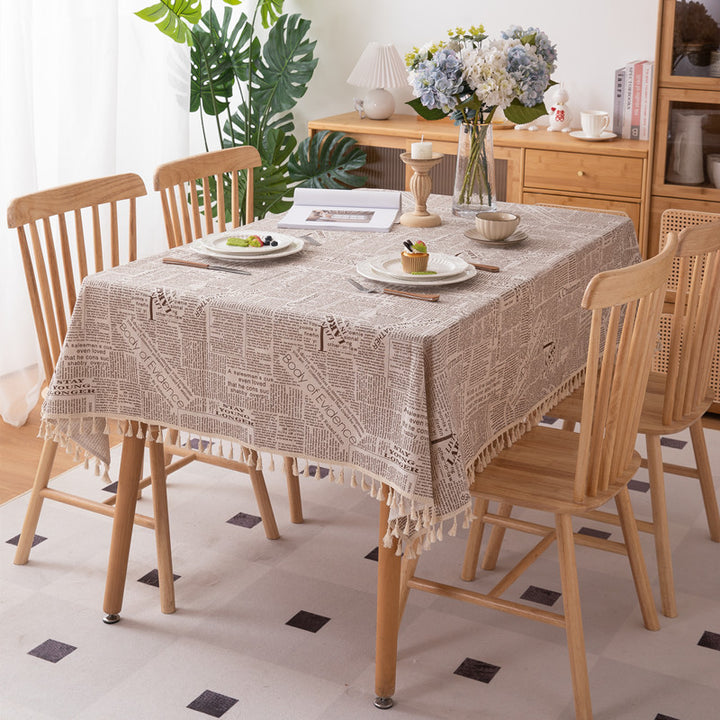 Vintage Newspaper Print Tablecloth