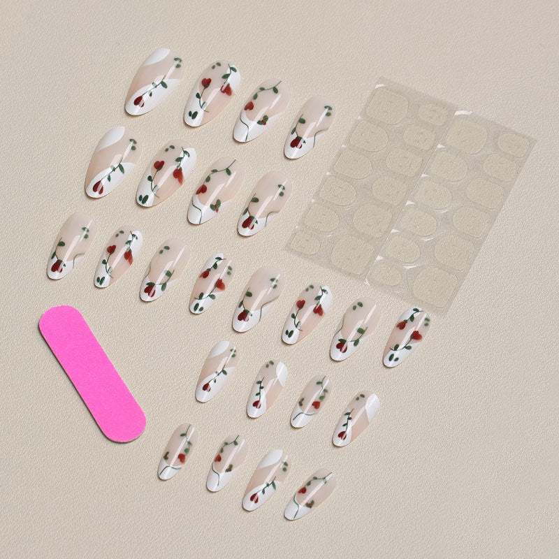 Floral Accent Press-On Nail Art Design