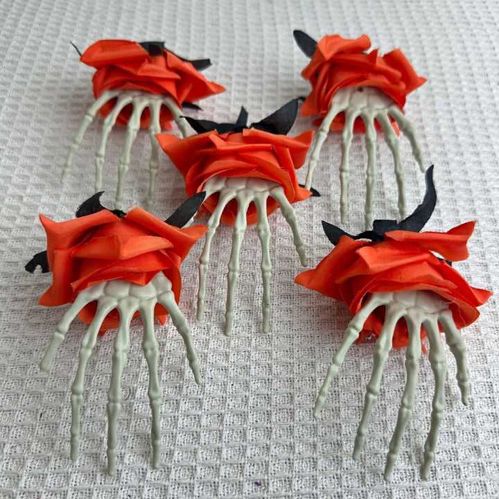Set of delicate fabric rose hair clips for bridal and festive hairstyles