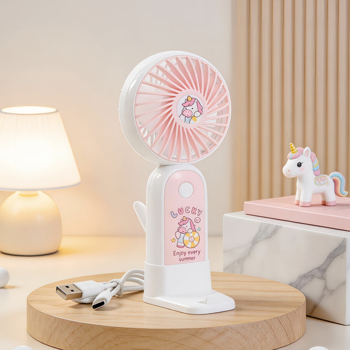 Women's Portable USB Hand Fan with Cute Kalsten Design
