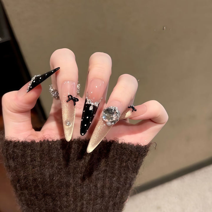 Elegant Crystal-Embellished Stiletto Press-On Nails Kalsten