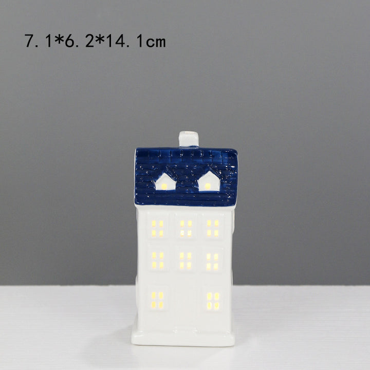 Ceramic House-Shaped Decorative Lantern Kalsten