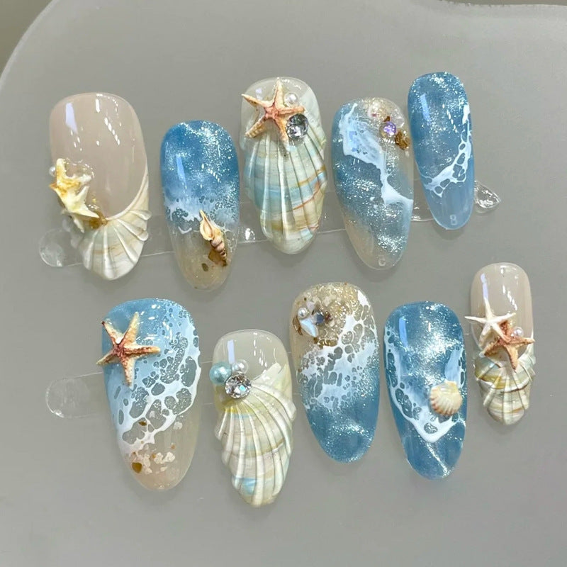 Artificial nails with maritime shell pattern Kalsten