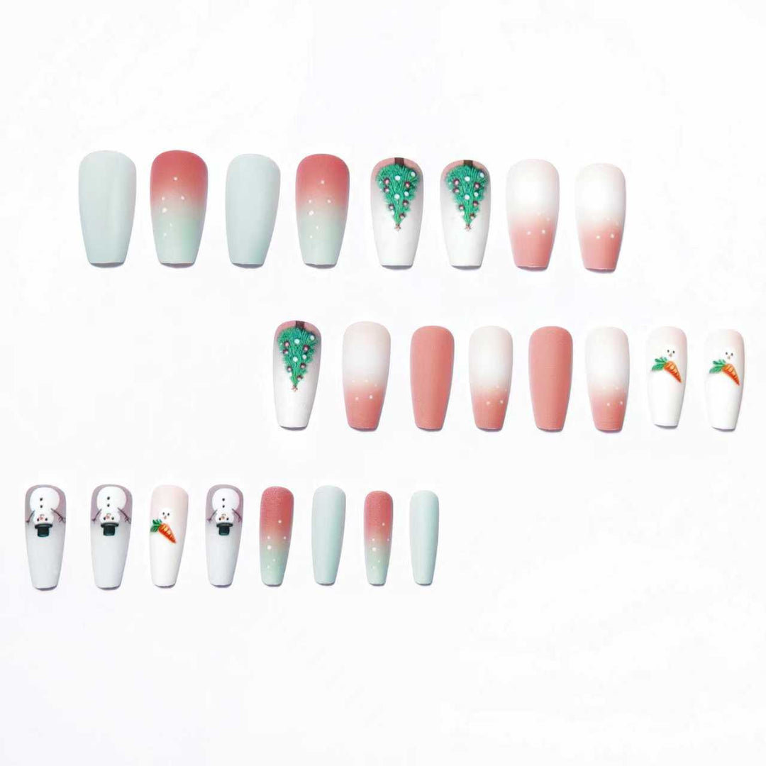 Artificial nails with winter snowman design Kalsten