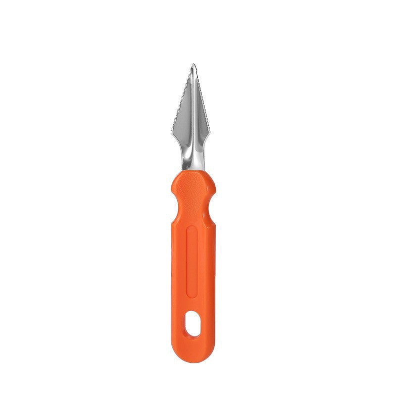 Fruit and melon baller with ergonomic plastic handle and stainless steel cutting blade