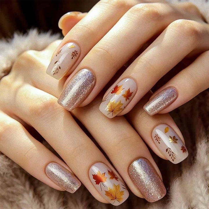 Artistic Autumn-Themed Press-On Nails Kalsten