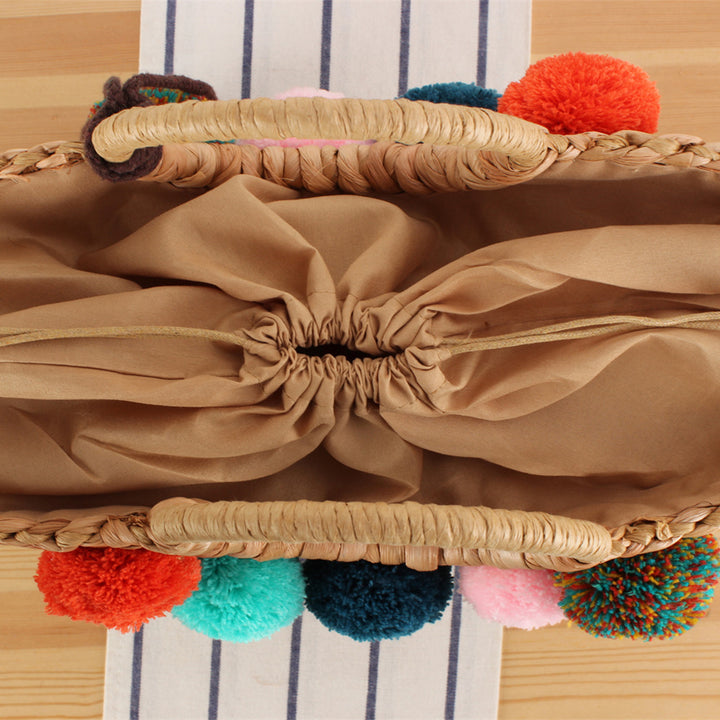 Beach bag with colorful pom poms Kalsten