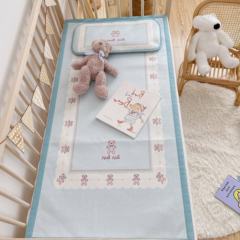Padded baby crib mattress with good night print, non-slip bottom and wipeable cover