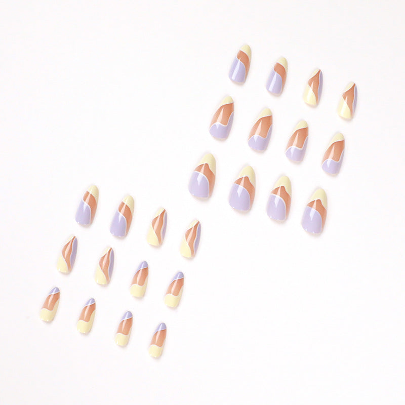 Artful Nail Extensions with Wave Design and Colorful Accents Kalsten