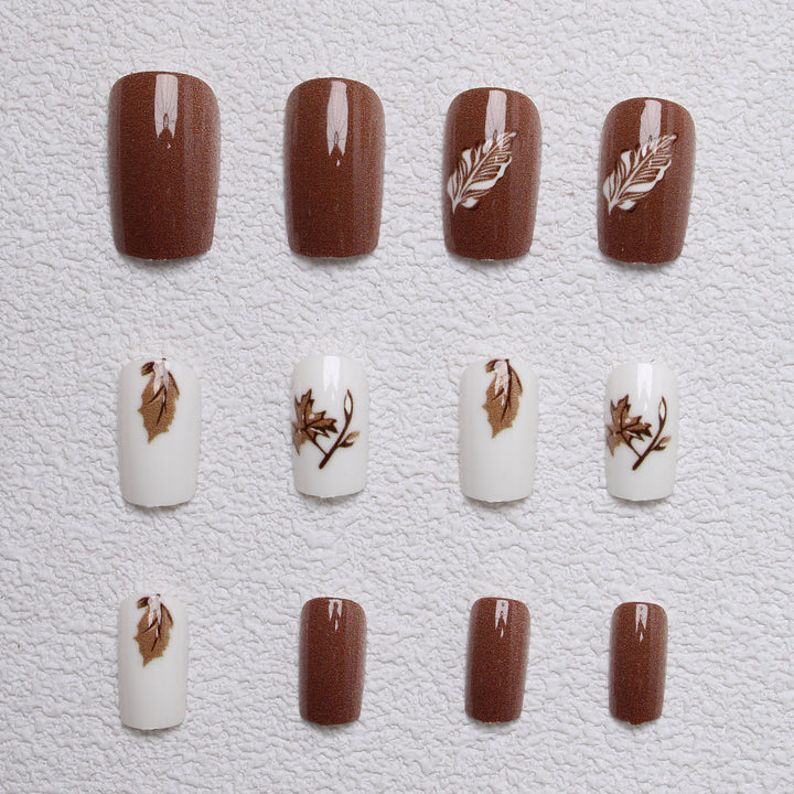 Artistic Leaf-Themed Press-On Nails Kalsten