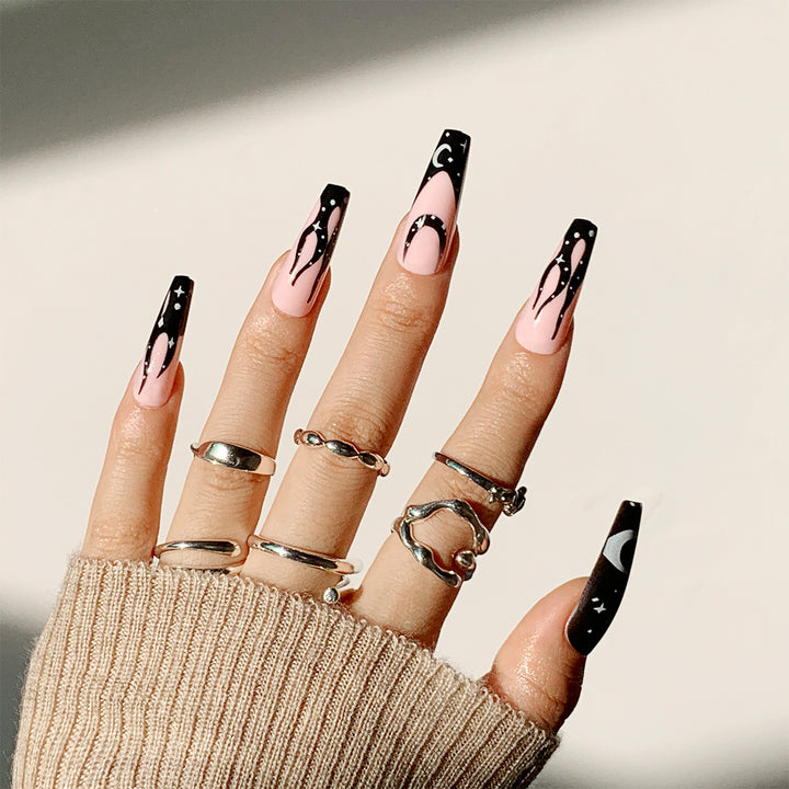 Artistic Nail Extensions with Creative Design and Glittering Accents Kalsten
