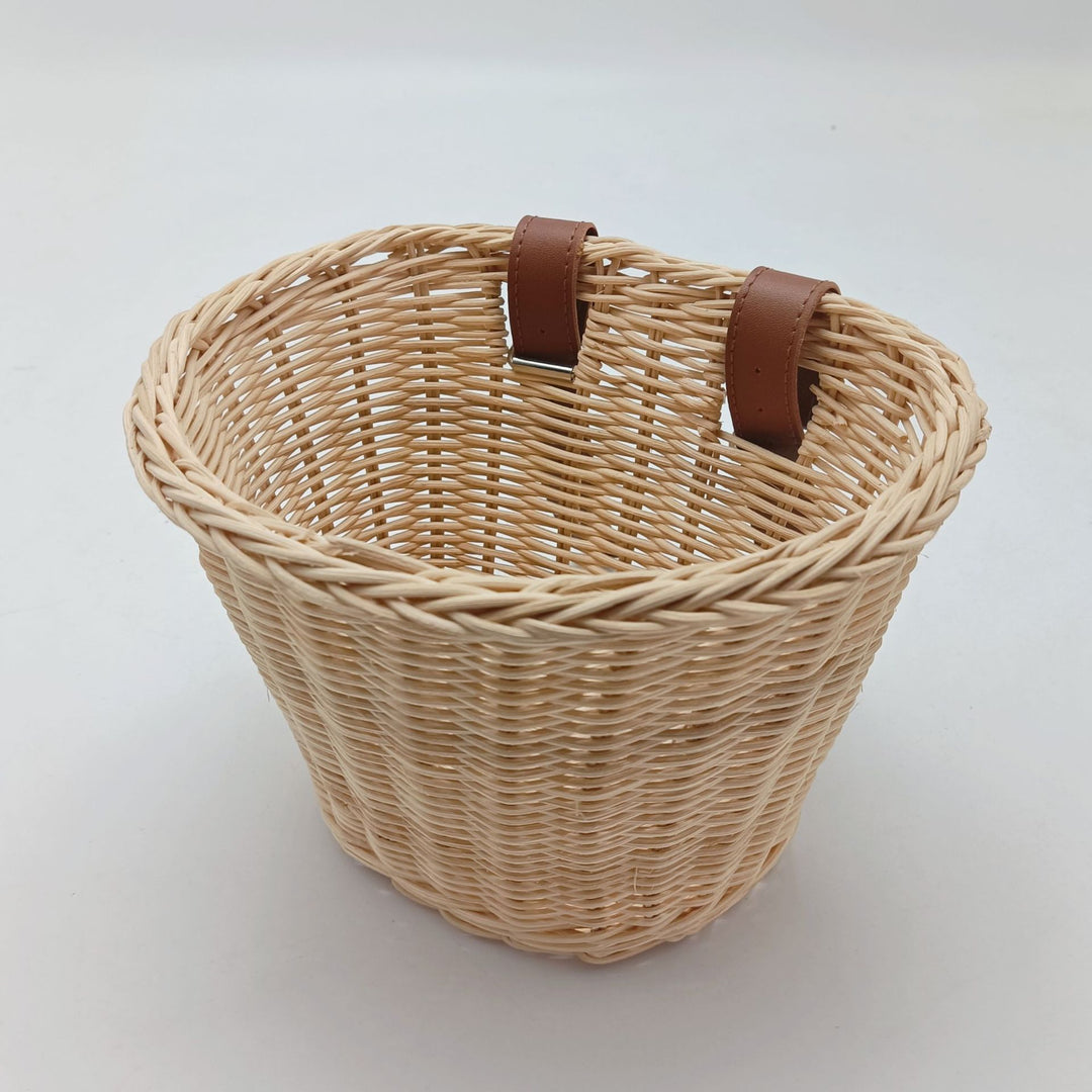 Decorative Woven Storage Basket with Leather Handles Kalsten