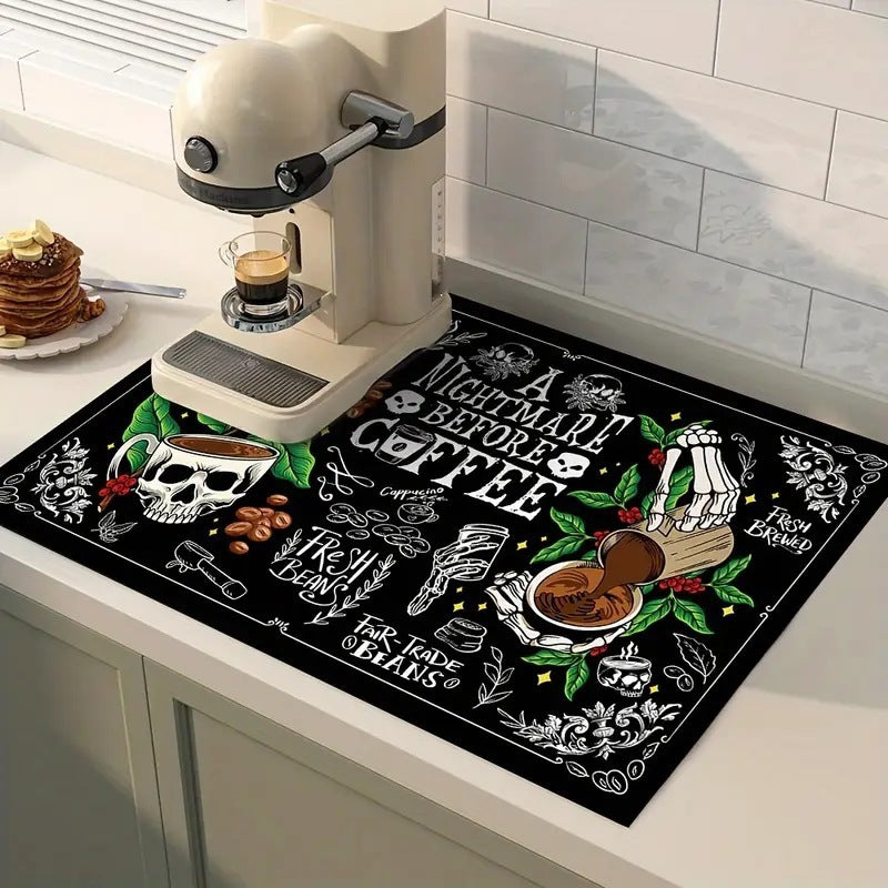 Coffee-Themed Kitchen Mat
