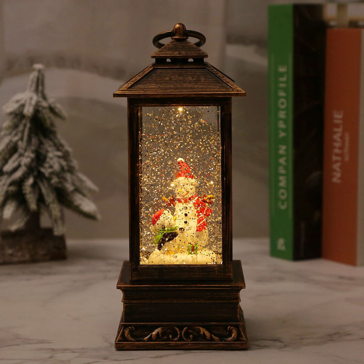 Vintage Christmas lantern with snowman and LED lighting Kalsten