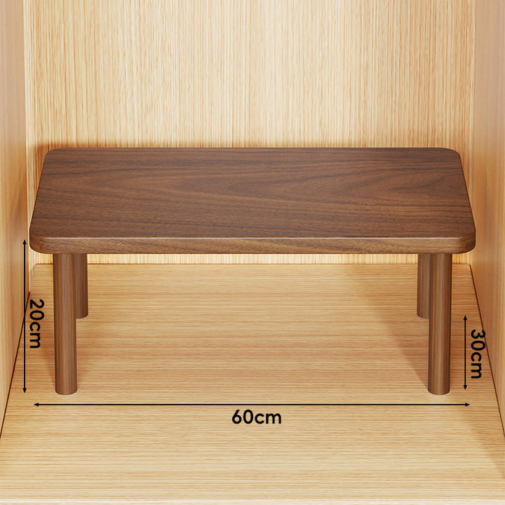 Height-Adjustable Rectangular Wooden Riser Table with Detachable Round Legs