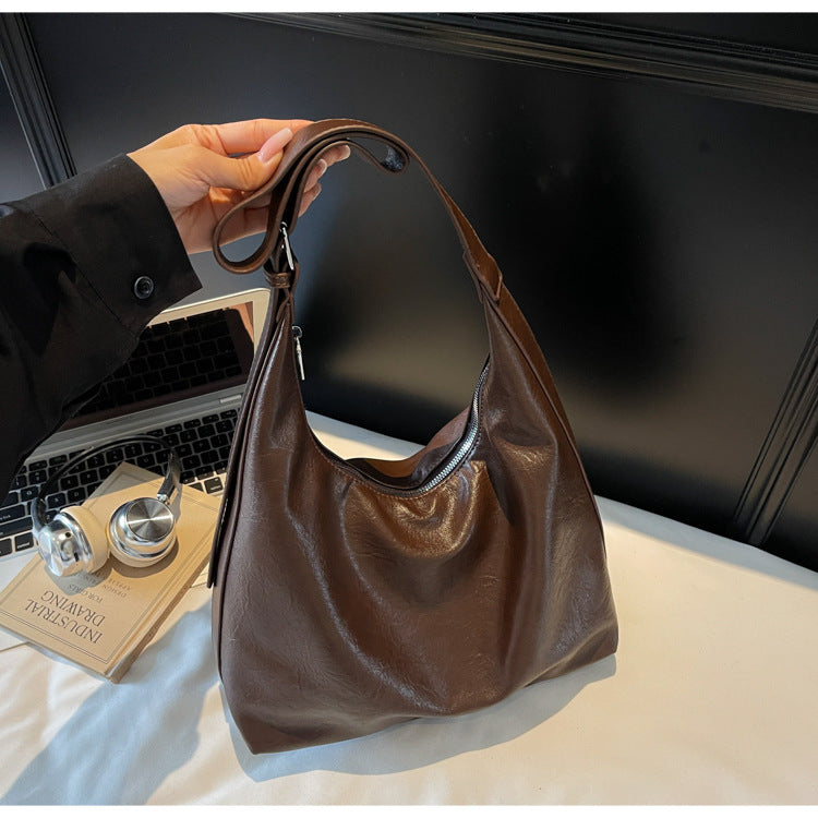 Soft Leather Slouchy Shoulder Bag Kalsten
