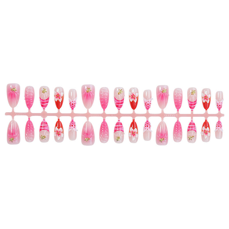 Artistic Press-On Nail Set with Floral and Decorative Accents kalsten