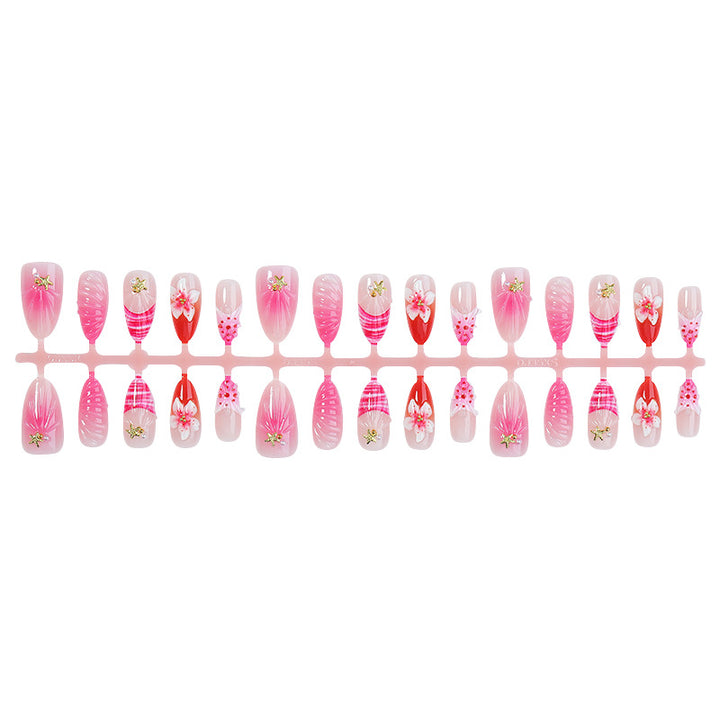 Artistic Press-On Nail Set with Floral and Decorative Accents kalsten