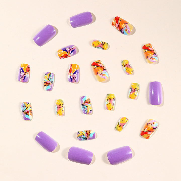 Artistic Floral Gel Nail Art Extensions Kalsten
