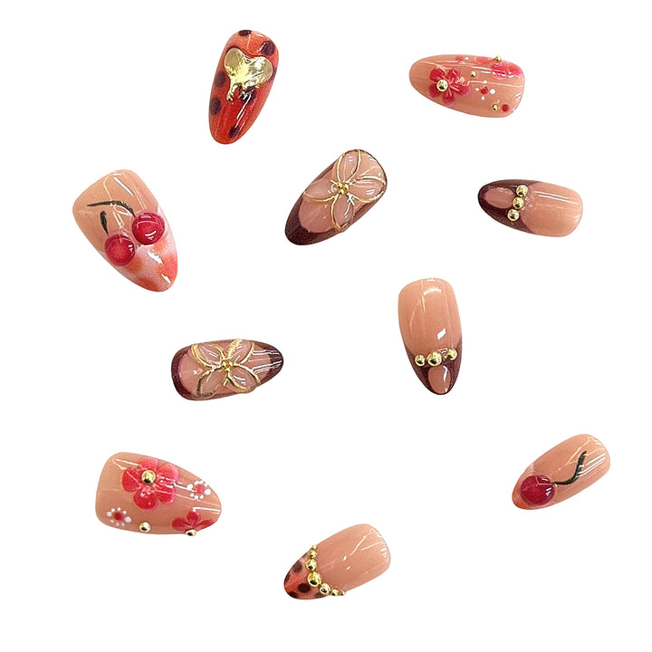Artistic Floral Accent Press-On Nails Kalsten 1787225333