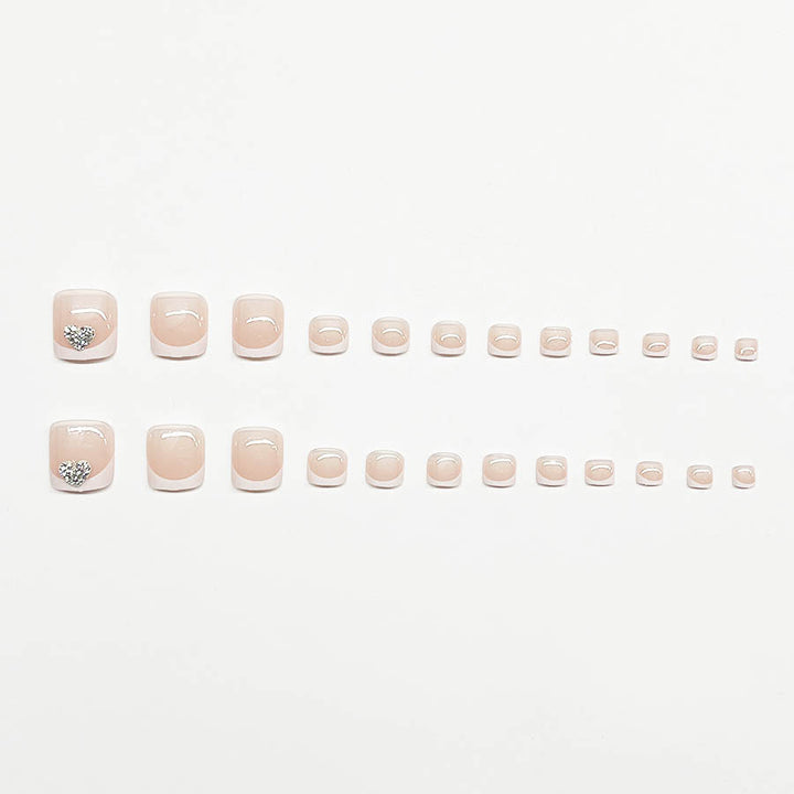 Artifical nail set with glamorous heart design and elegant French tip Kalsten