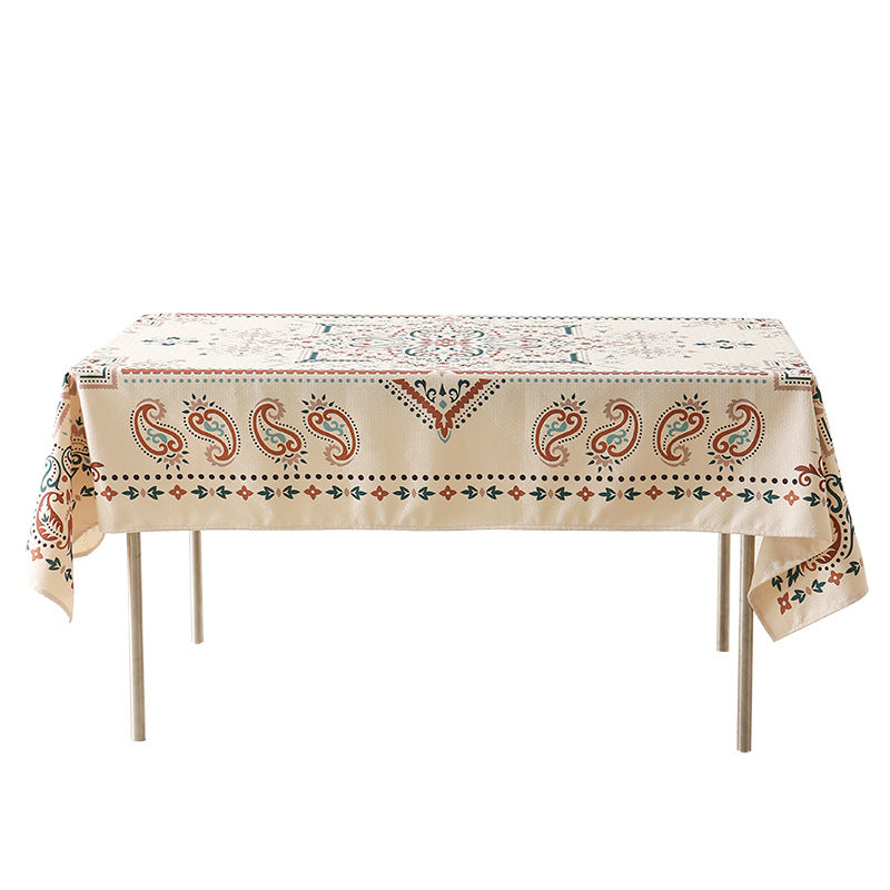 Water-repellent rectangular tablecloth with paisley pattern and coated cotton look Kalsten