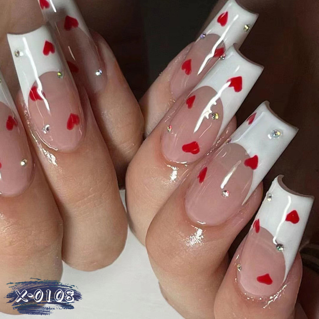 Artistic Heart Motif Press-On Nail Set