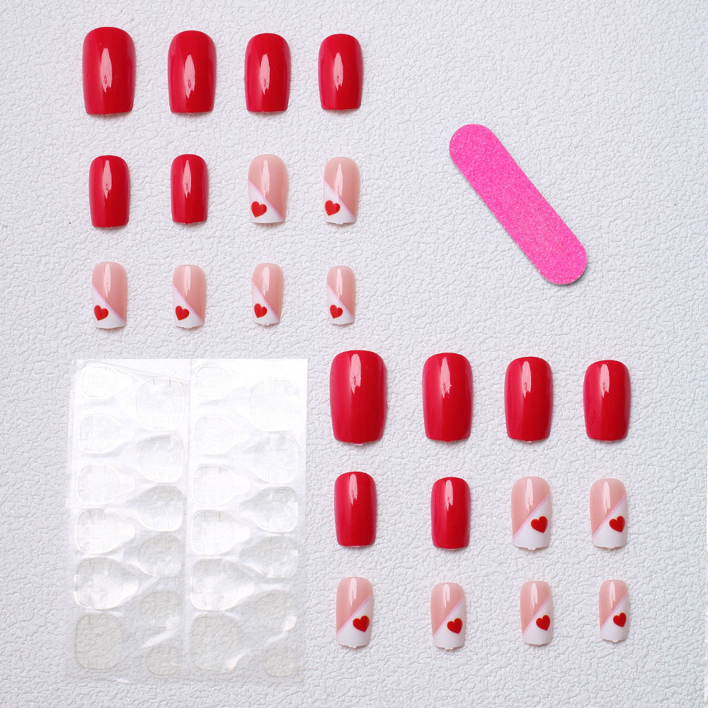 Heart-Embellished Press-On Nail Art Kalsten