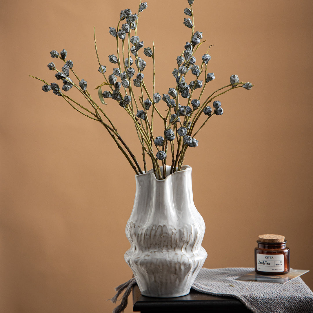 Hand-sculpted Textured Ceramic Decorative Flower Vase