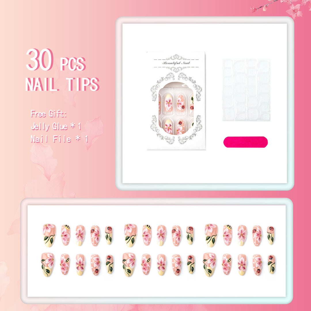 Artful Nail Extensions with Floral Designs Kalsten