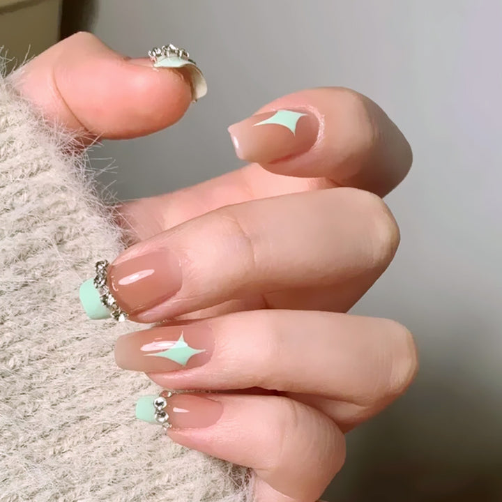 Acrylic nail set with elegant geometric decorations Kalsten