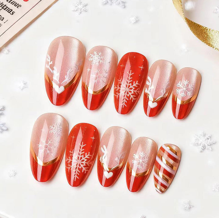 Christmas-Themed Press-On Nail Art Set 1790738580
