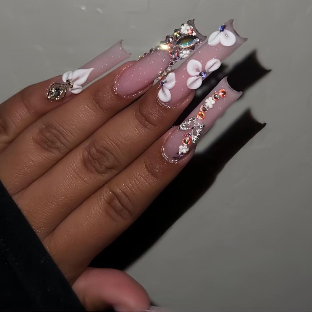Floral Decorative Press-On Nail Extensions Kalsten