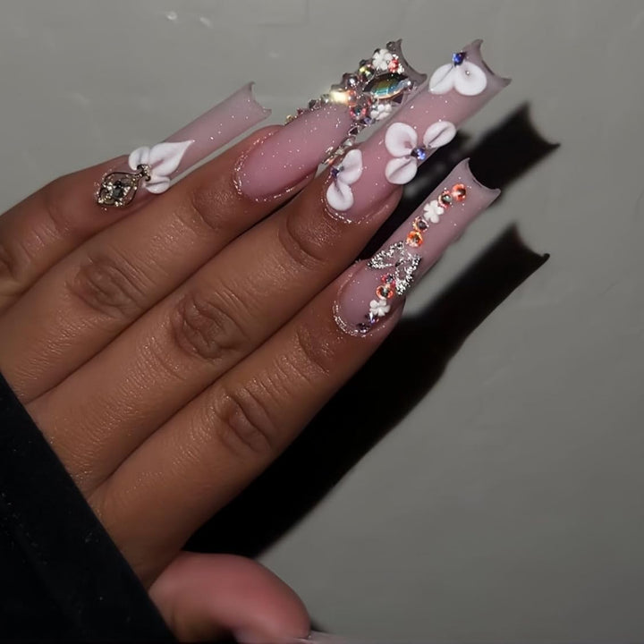 Floral Decorative Press-On Nail Extensions Kalsten