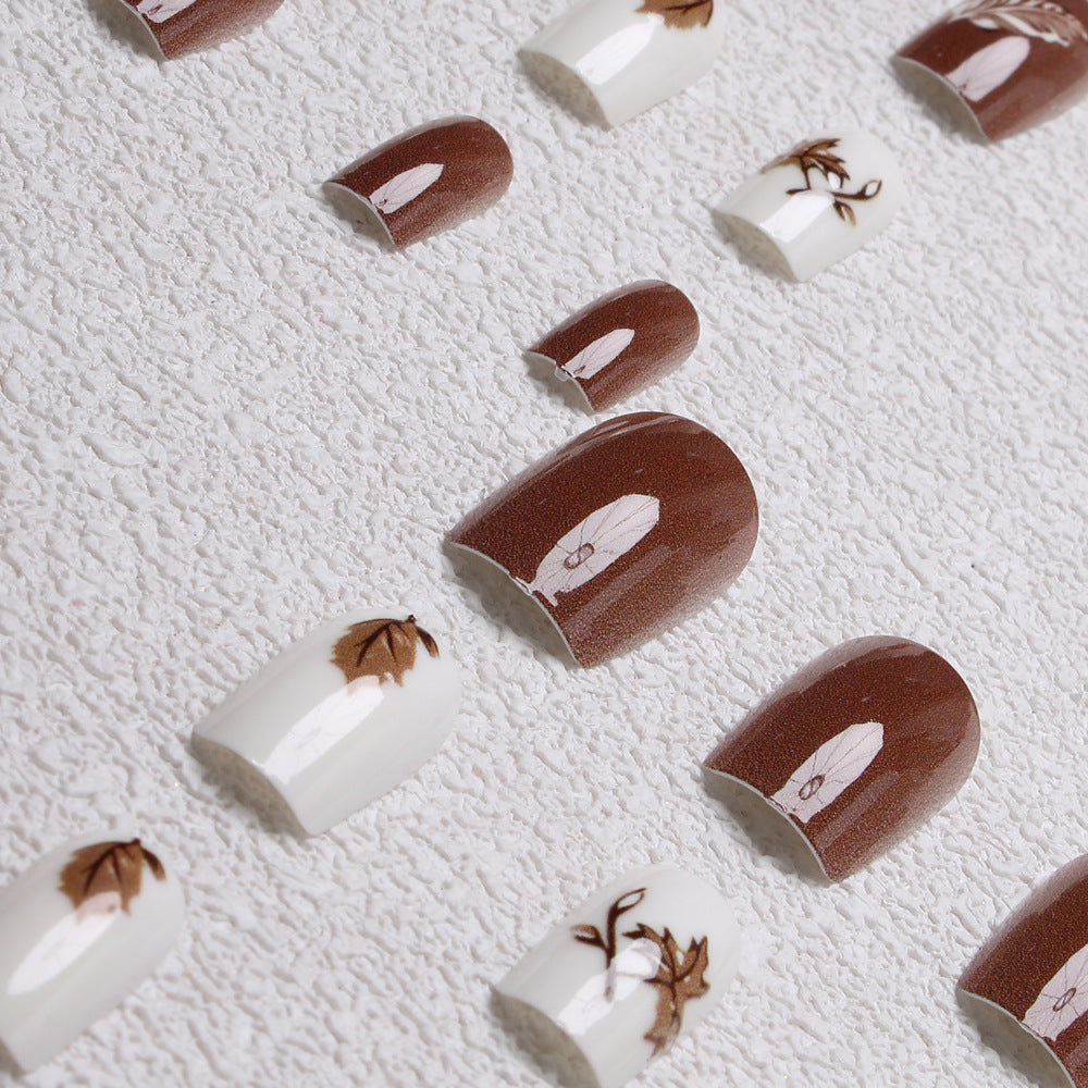 Artistic Leaf-Themed Press-On Nails Kalsten