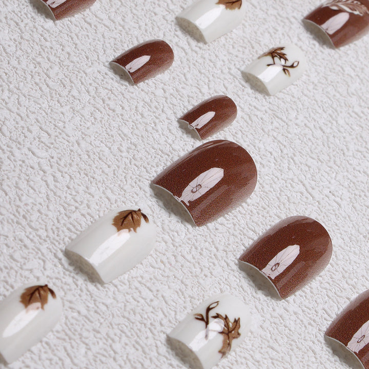 Artistic Leaf-Themed Press-On Nails Kalsten