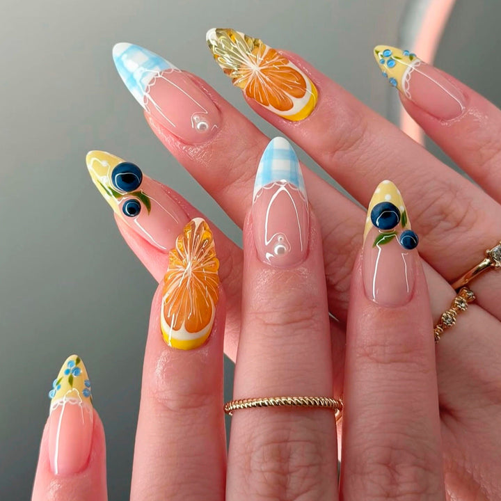 Artistic Nail Extensions with Creative Floral Design Kalsten