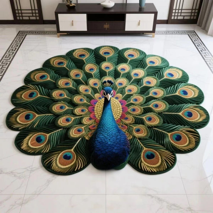 Peacock-Themed Artistic Area Rug