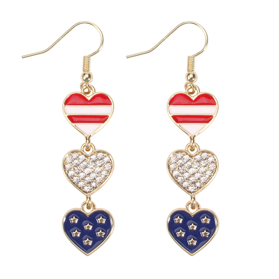 Women's filigree earrings in flag design with crystal stripes and enamel trim Kalsten
