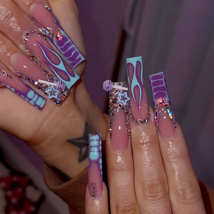 Artistic Long Nail Art Extensions Kalsten