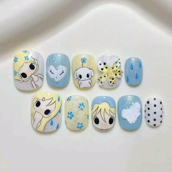 Playful Character-Themed Press-On Nail Art Set Kalsten