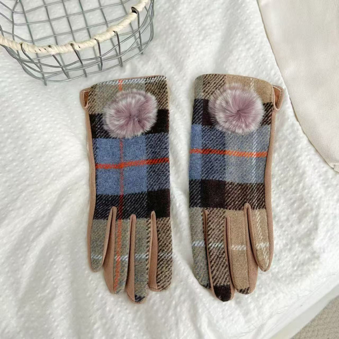 Warm Plaid Pattern Touchscreen Gloves Kalsten