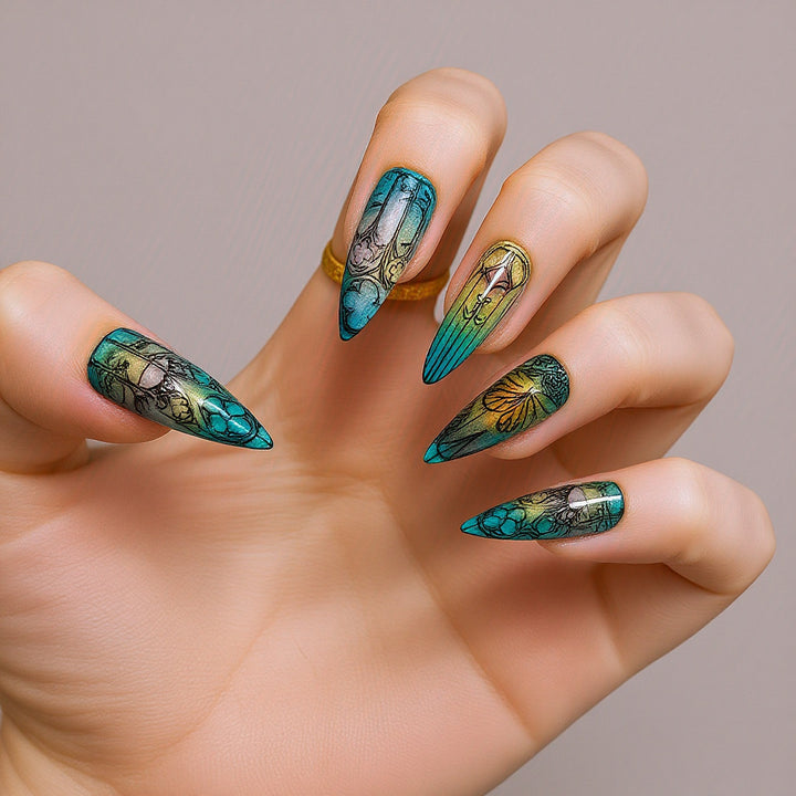 Nail set with elegant glitter design Kalsten
