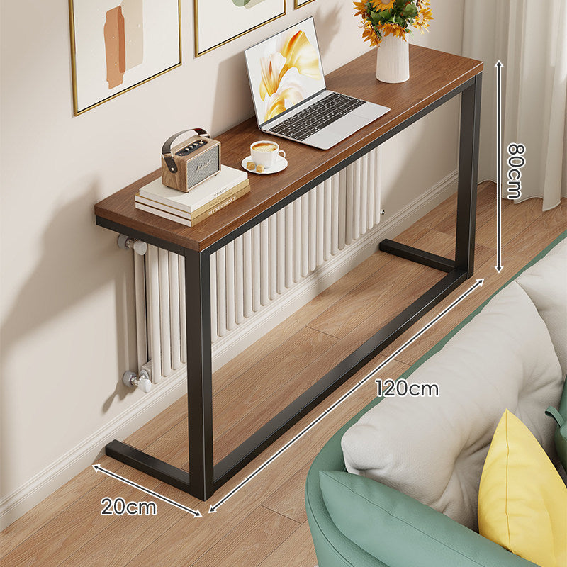 Slim Wooden-Top Metal Console Table for Sofa Back and Hallway
